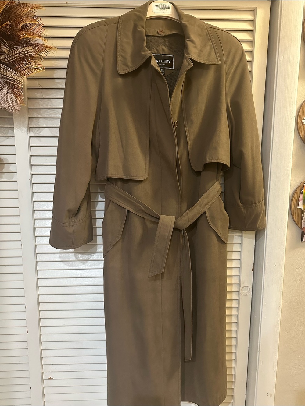Gallery Olive-Taupe Trench Coat with Waist Tie